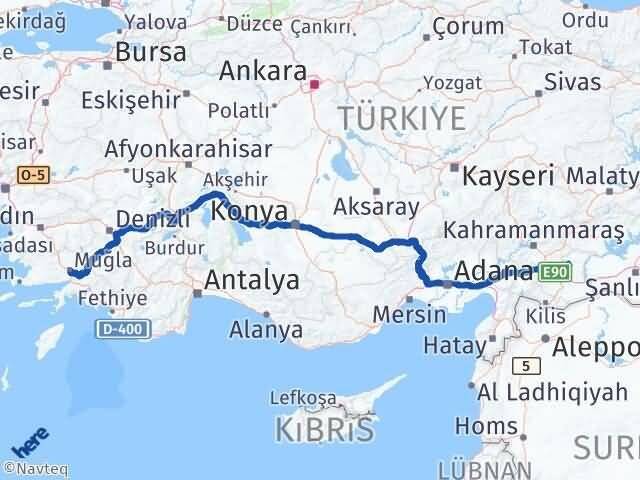 Muğla Yavuzeli Gaziantep Arası Kaç Km - Yol Haritası