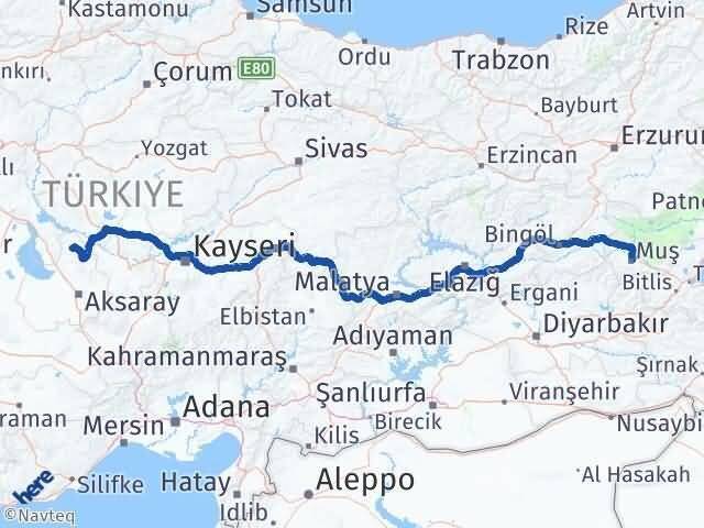 Muş Ağaçören Aksaray Arası Kaç Km - Yol Haritası