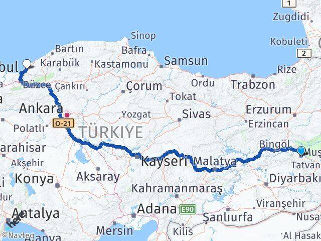 Muş Alaplı Zonguldak Arası Kaç Km - Yol Haritası