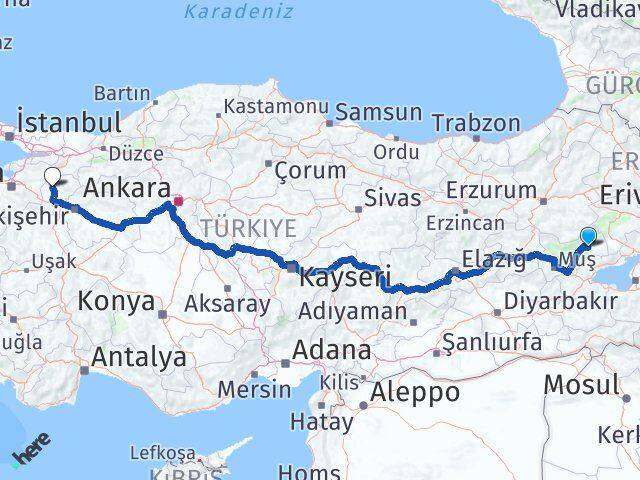 Muş Bulanık Bilecik Arası Kaç Km - Yol Haritası