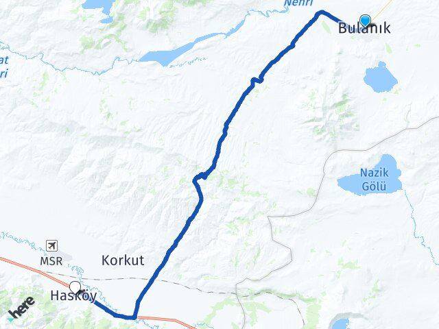 Muş Bulanık Hasköy Arası Kaç Km - Yol Haritası