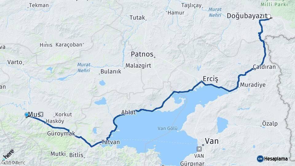 Muş Doğubayazıt Ağrı Arası Kaç Km - Yol Haritası