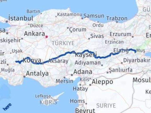 Muş Evciler Afyonkarahisar Arası Kaç Km - Yol Haritası