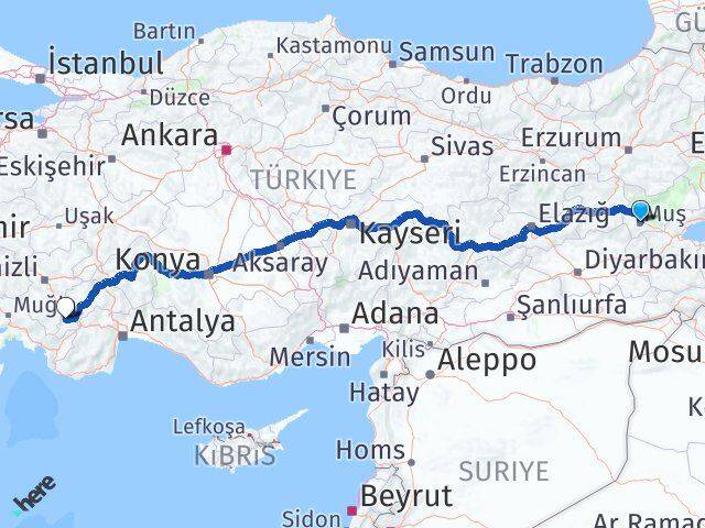 Muş Gölhisar Burdur Arası Kaç Km - Yol Haritası