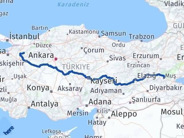 Muş Gölpazarı Bilecik Arası Kaç Km - Yol Haritası