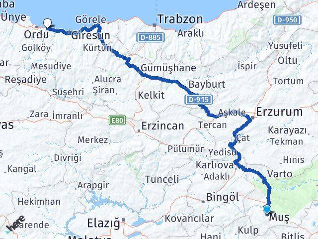 Muş Gülyalı Arası Kaç Km - Yol Tarifi