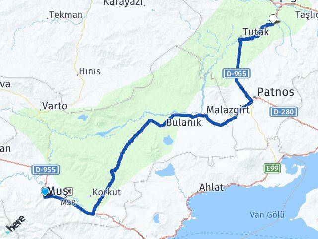 Muş Hamur Ağrı Arası Kaç Km - Yol Haritası