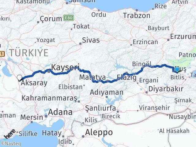 Muş Hasköy Aksaray Arası Kaç Km - Yol Haritası