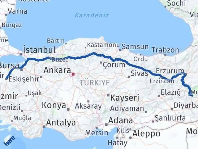 Muş Hasköy Balıkesir Arası Kaç Km - Yol Haritası
