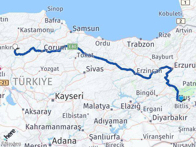 Muş Hasköy Çankırı Arası Kaç Km - Yol Haritası