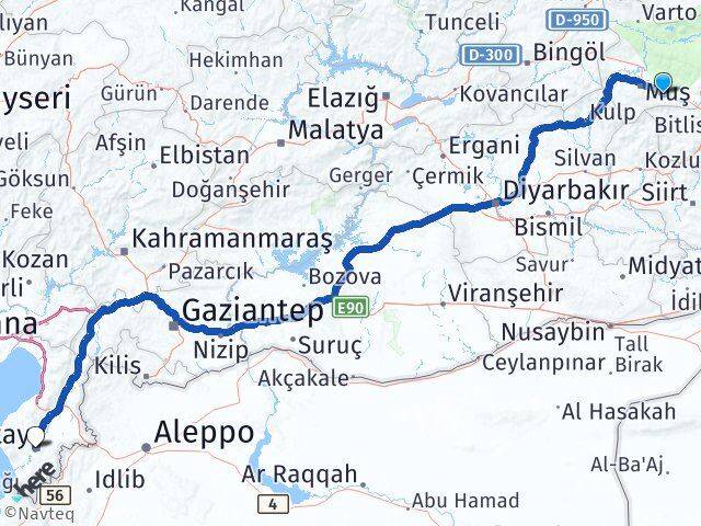 Muş Hasköy Hatay Arası Kaç Km - Yol Haritası