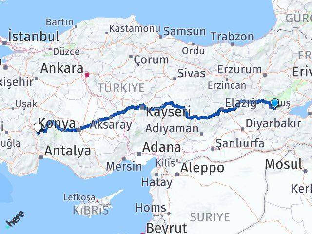 Muş Hasköy Isparta Arası Kaç Km - Yol Haritası