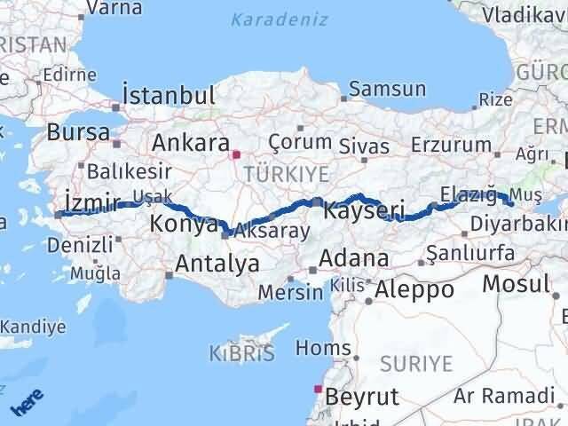 Muş Hasköy İzmir Arası Kaç Km - Yol Haritası