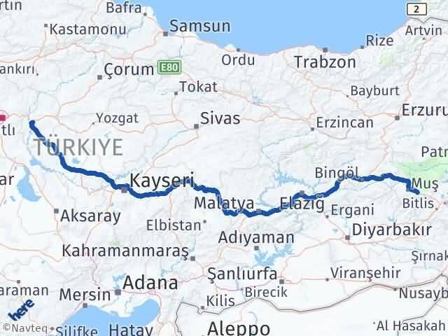 Muş Hasköy Kırıkkale Arası Kaç Km - Yol Haritası