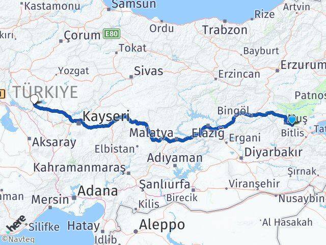 Muş Hasköy Kırşehir Arası Kaç Km - Yol Haritası