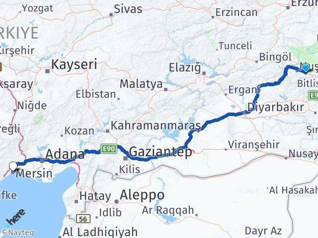 Muş Hasköy Mersin Arası Kaç Km - Yol Haritası
