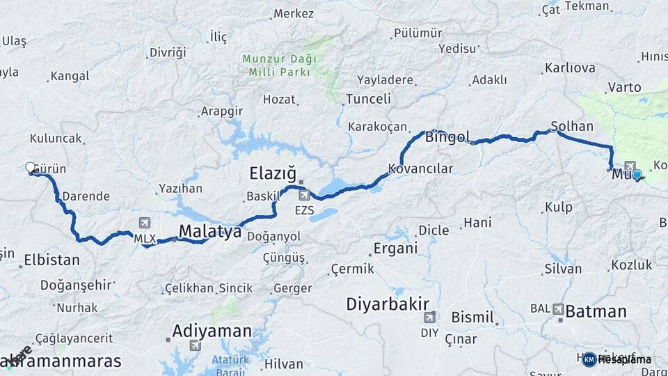 Hasköy Muş Havalimanı Arası Kaç Km - Yol Tarifi