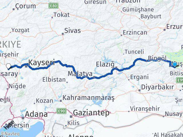 Muş Hasköy Nevşehir Arası Kaç Km - Yol Haritası
