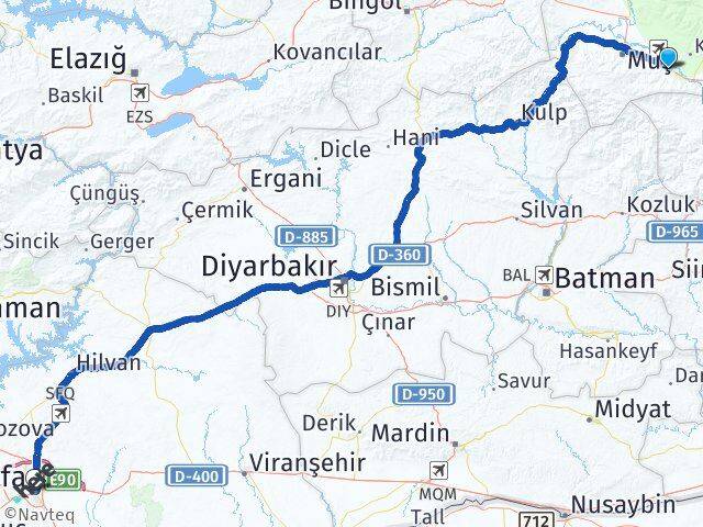 Muş Hasköy Şanlıurfa Arası Kaç Km - Yol Haritası