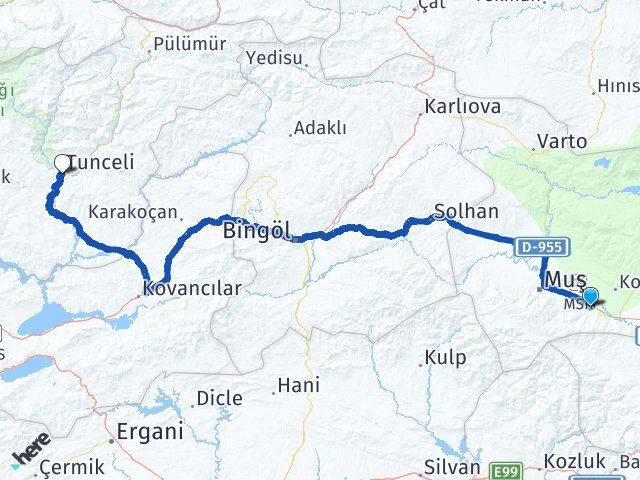 Muş Hasköy Tunceli Arası Kaç Km - Yol Haritası