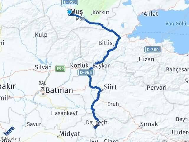 Muş Ilısu Dargeçit Mardin Arası Kaç Km - Yol Haritası