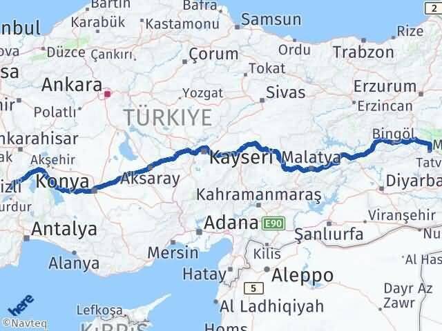 Muş Keçiborlu Isparta Arası Kaç Km - Yol Haritası