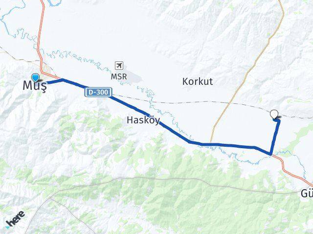 Muş Konakdüzü Korkut Arası Kaç Km - Yol Haritası