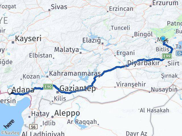 Muş Korkut Adana Arası Kaç Km - Yol Haritası