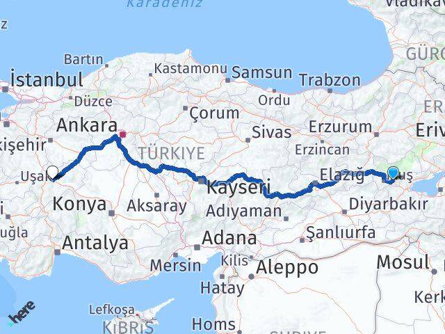 Muş Korkut Afyonkarahisar Arası Kaç Km - Yol Haritası