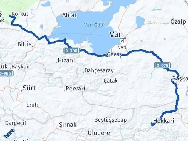 Muş Korkut Hakkari Arası Kaç Km - Yol Haritası