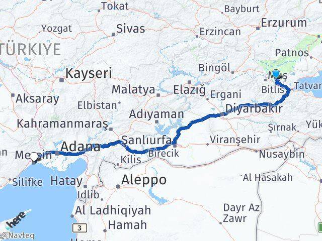 Muş Korkut Mersin Arası Kaç Km - Yol Haritası