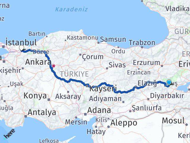 Muş Korkut Sakarya Arası Kaç Km - Yol Haritası