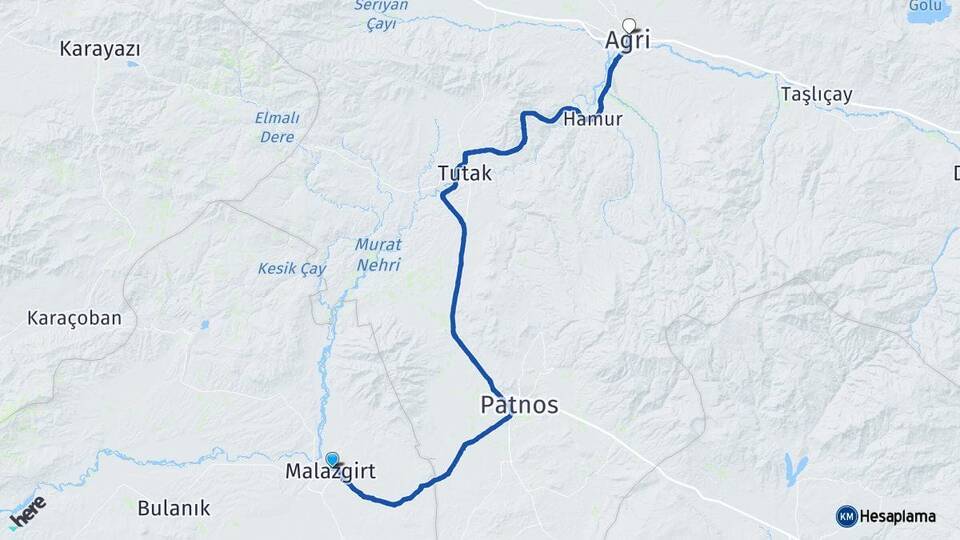 Muş Malazgirt Ağrı Arası Kaç Km - Yol Haritası