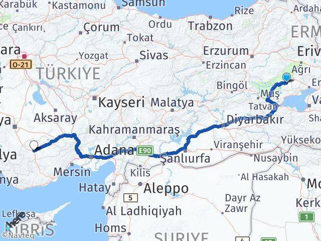 Muş Malazgirt Karaman Arası Kaç Km - Yol Haritası