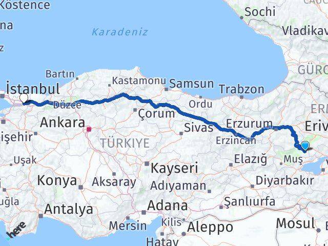 Muş Malazgirt Kocaeli Arası Kaç Km - Yol Haritası