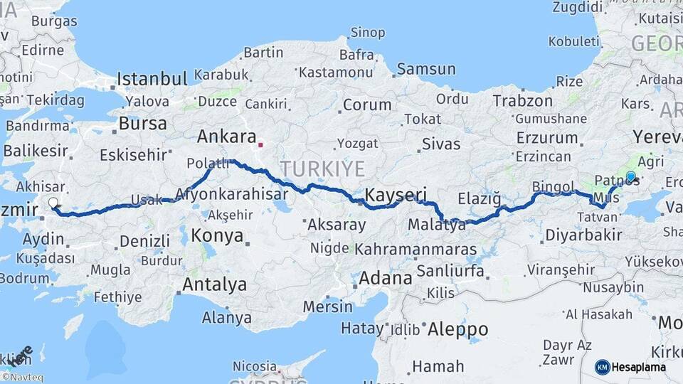 Muş Malazgirt Manisa Arası Kaç Km - Yol Haritası