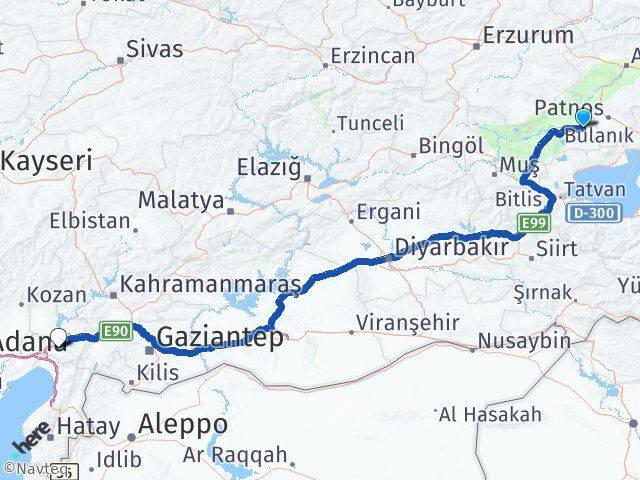 Muş Malazgirt Osmaniye Arası Kaç Km - Yol Haritası