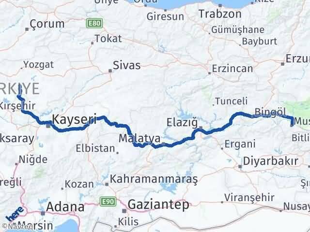 Muş Şefaatli Yozgat Arası Kaç Km - Yol Haritası