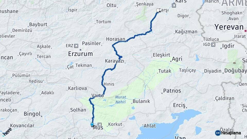 Muş Selim Kars Arası Kaç Km - Yol Haritası