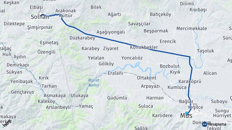 Muş Solhan Bingöl Arası Kaç Km - Yol Haritası