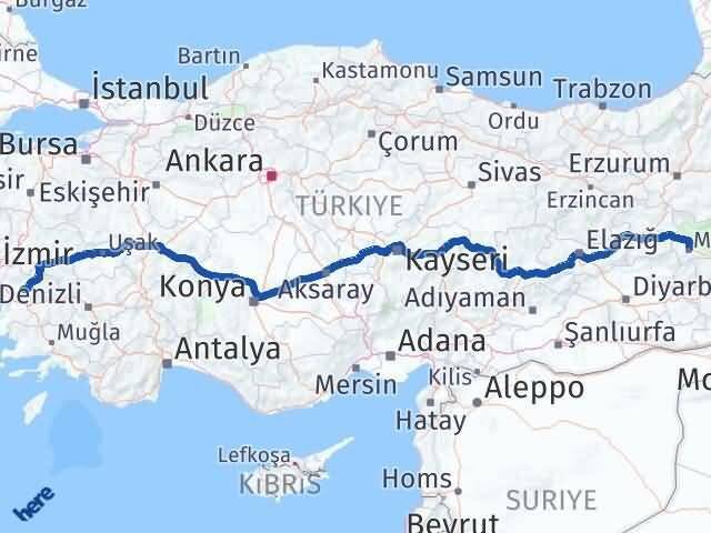 Muş Tire İzmir Arası Kaç Km - Yol Haritası