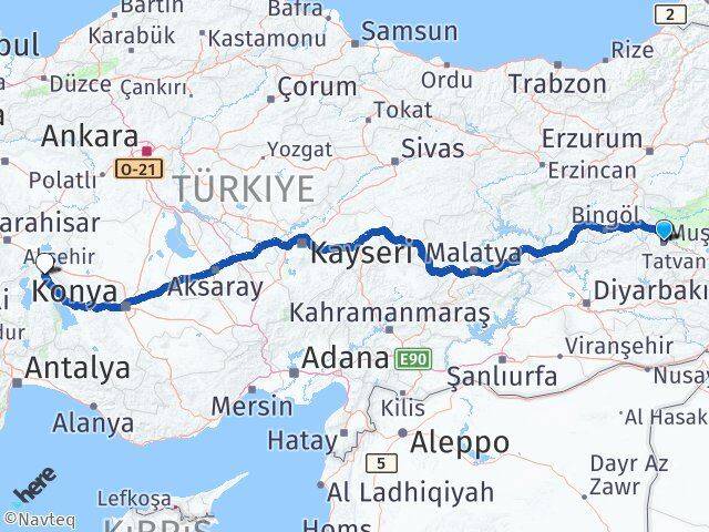 Muş Yalvaç Isparta Arası Kaç Km - Yol Haritası