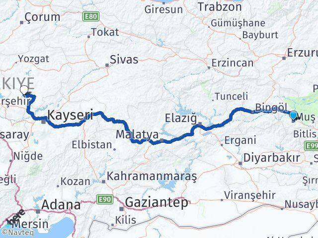 Muş Yenifakılı Yozgat Arası Kaç Km - Yol Haritası