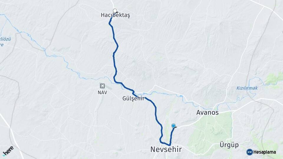 2000 Evler Hacıbektaş Arası Kaç Km - Yol Tarifi
