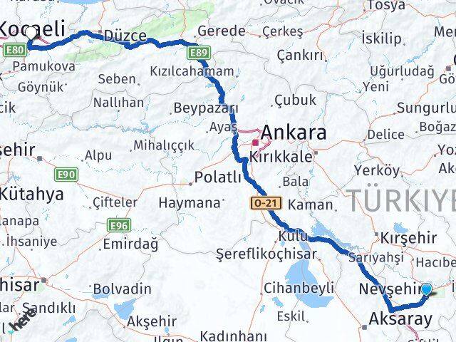 Nevşehir Adapazarı Sakarya Arası Kaç Km - Yol Haritası