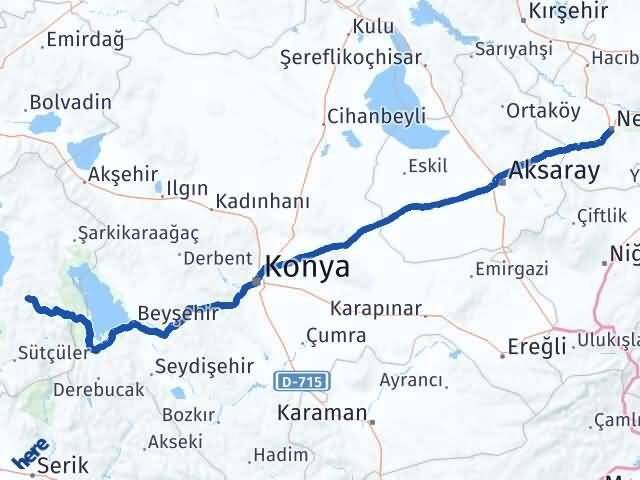 Nevşehir Aksu Isparta Arası Kaç Km - Yol Haritası