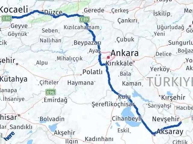 Nevşehir Arifiye Sakarya Arası Kaç Km - Yol Haritası
