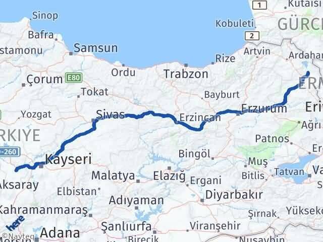 Nevşehir Arpaçay Kars Arası Kaç Km - Yol Haritası