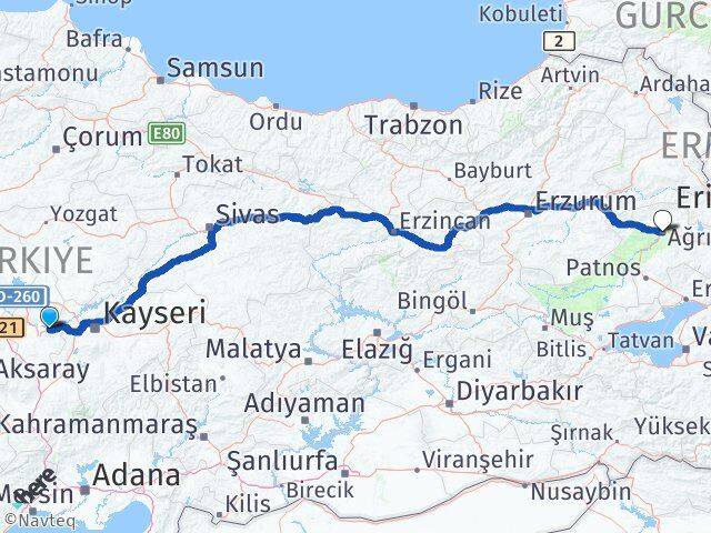Nevşehir Avanos Ağrı Arası Kaç Km - Yol Haritası