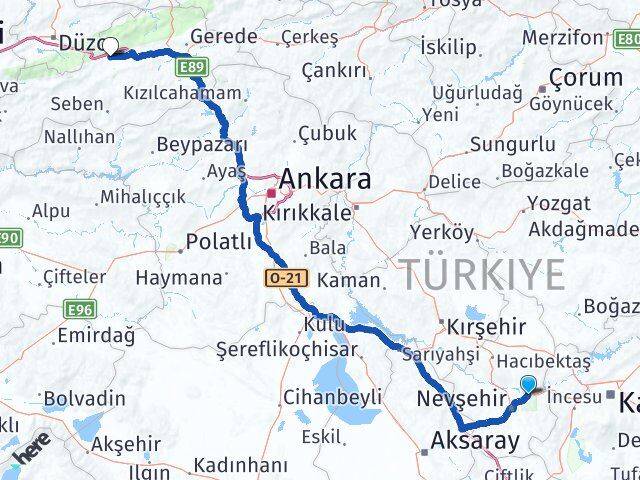 Nevşehir Avanos Bolu Arası Kaç Km - Yol Haritası